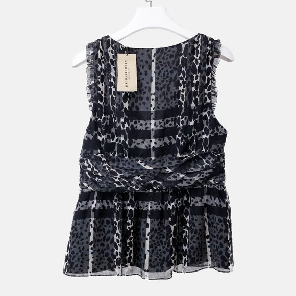 Burberry Beat Check Silk Peplum Tank - Picture 2 of 12